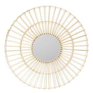 Miroir Rond En Rotin - Diam 75 Cm