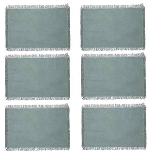 Lot De 6 Sets De Table Maha En Coton - Longueur 45 Cm X Largeur 30 Cm - Céladon