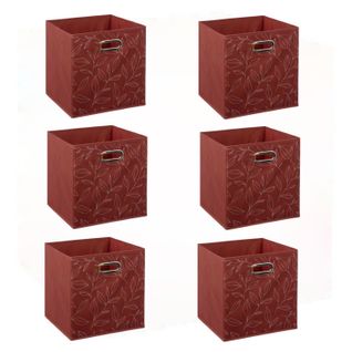 Lot De 6 Boites De Rangement En Tissu Minimalist - 31x31x31cm - Rouge