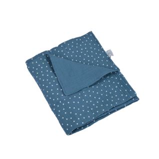 Couverture En Gaze De Coton Imprimée Pois - Bleu Foncé