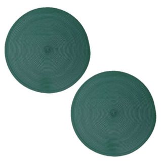 Lot De 2 Sets De Table Tressés Ronds - Diam. 38 Cm - Vert Émeraude