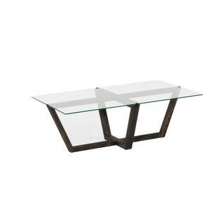Table Basse Onyxale En Verre Et Bois Massif - Transparent Et Gris Foncé