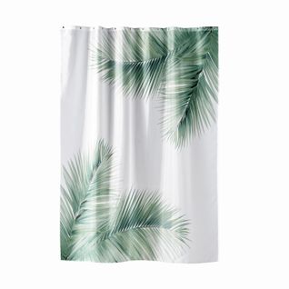 Rideau De Douche Varadero Avec Crochets - Blanc Et Vert