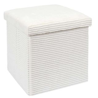 Pouf De Rangement Pliable Effet Côtelé - Beige