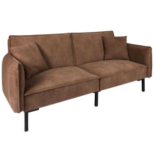 Canapé Convertible Effet Cuir Grimstad - 3 Places - Marron