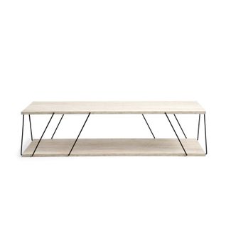 Table Basse Contemporaine Effet Travertin - Beige