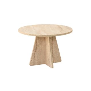 Table Basse Ronde Effet Travertin Valence - Beige