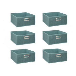 Lot De 6 Boîtes De Rangement En Tissu Mix 'n Modul - L.31 X L.31 X H.15 Cm - Bleu Chiné