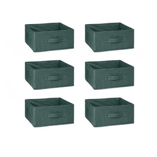 Lot De 6 Boîtes De Rangement En Velours Mix 'n Modul - L.31 X L.31 X H.15 Cm - Kaki