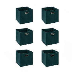 Lot De 6 Boîtes De Rangement En Tissu Mix 'n Modul - L.31 X L.31 X H.31 Cm - Bleu Pétrole