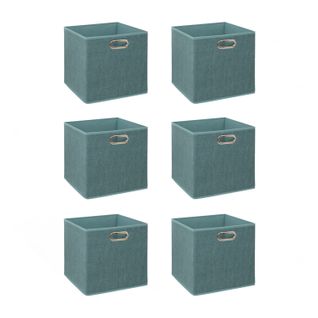 Lot De 6 Boîtes De Rangement En Tissu Mix 'n Modul - L.31 X L.31 X H.31 Cm - Bleu Chiné