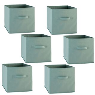 Lot De 6 Boîtes De Rangement En Tissu Mix N' Modul - L. 31 X L. 31 X H. 31 Cm - Vert Céladon