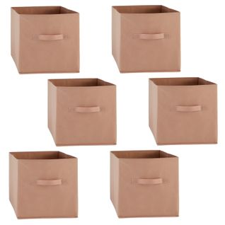 Lot De 6 Boîtes De Rangement En Tissu Mix N' Modul - L. 31 X L. 31 X H. 31 Cm - Nude