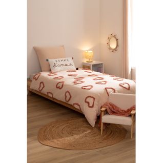 Parure De Lit Enfant Amour En Coton Tufté - 140 X 200 Cm