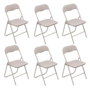 Lot De 6 Chaises Pliantes En Pvc - Beige