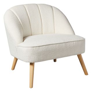 Fauteuil En Velours Et Pieds En Bois Naova - Blanc