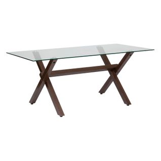 Table à Manger En Verre Pour 6 Personnes Jorel - Marron Effet Noyer