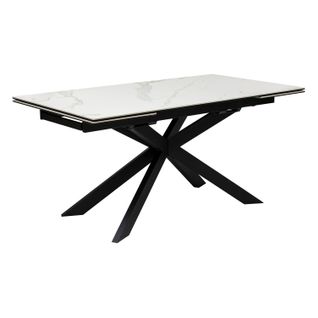 Table à Manger Extensible En Céramique Et Métal Pour 6 à 8 Personnes - Blanc