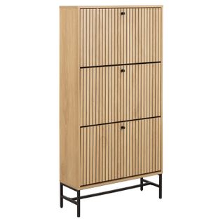 Meuble à Chaussures 3 Portes Effet Tasseaux Baïkal - Beige