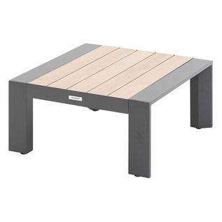 Table Basse De Jardin Aluminium Effet Bois Evasion - 65 X 65 Cm - Graphite Et Honey