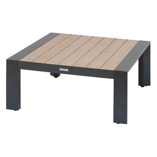 Table Basse De Jardin Aluminium Effet Bois - 87 X 87 Cm - Graphite Et Honey