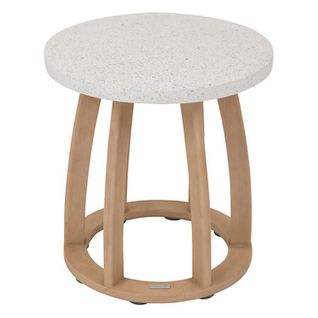 Table De Jardin D'appoint Ronde En Bois Et Béton Lemindo - D. 50 Cm - Marron