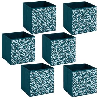 Lot De 6 Boites De Rangement Olivia - L. 31 X L.31 X H. 31 Cm - Bleu