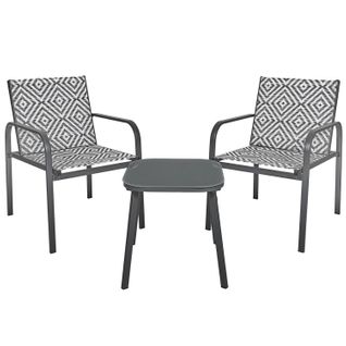 Salon De Jardin En Aluminium Et Texaline 2 Places Mexico - Gris