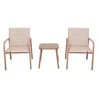 Salon De Jardin En Aluminium Et Texaline 2 Places Mexico - Beige