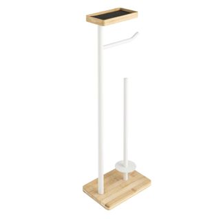 Dérouleur De Papier Wc En Bambou Avec Porte-téléphone - Blanc