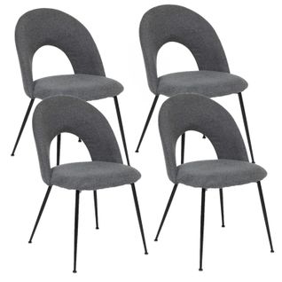 Lot De 4 Chaises Pieds Métal Assise Tissu Raven - Gris
