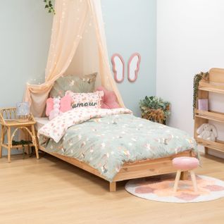 Parure De Lit Enfant Réversible Fée - 100% Coton 57 Fils/cm² - 140 X 200 Cm