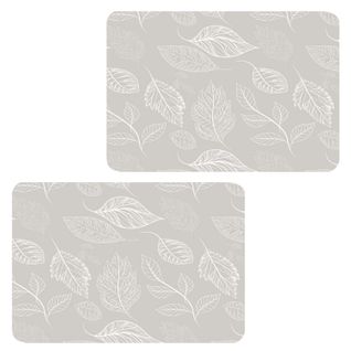 Lot De 2 Sets De Table Motifs Feuillage Romie - 28 X 43 Cm - Beige Et Blanc
