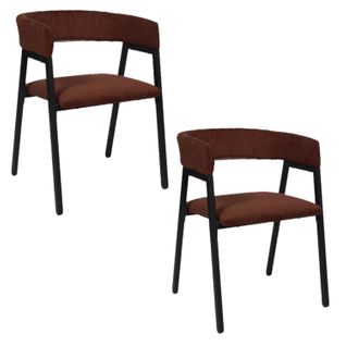 Lot De 2 Fauteuils Design En Tissu Côtelé Scott - Terracotta