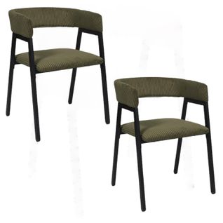 Lot De 2 Fauteuils Design En Tissu Côtelé Scott - Vert