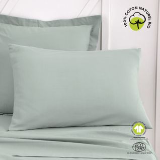 Taie D'oreiller Rectangulaire - 100% Coton Bio - 50 X 70 Cm - Vert Céladon