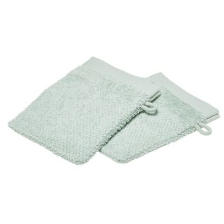 Lot De 2 Gants De Toilette - 100% Coton Bio - Vert Céladon