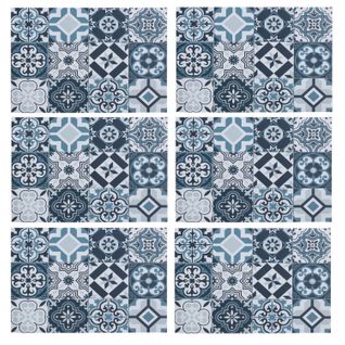 Lot De 6 Sets De Table Mosaïque Carreaux De Ciment - 45 X 30 Cm - Bleu