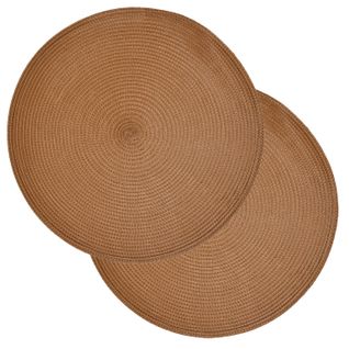 Lot De 2 Sets De Table Tressés Afhir - Diam. 38 Cm - Terracotta