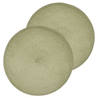 Lot De 2 Sets De Table Tressés Afhir - Diam. 38 Cm - Vert Olive