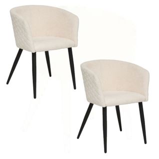 Lot De 2 Fauteuils à Diner En Tissu Chenille Marlo - Ivoire