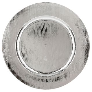 Lot De 12 Assiettes De Présentation Effet Bois - Argent