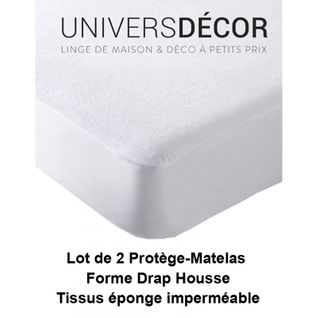 Lot De 2 Protèges Matelas Imperméable, Absorbant Et Anti-acariens 180 X 200 Cm King Size
