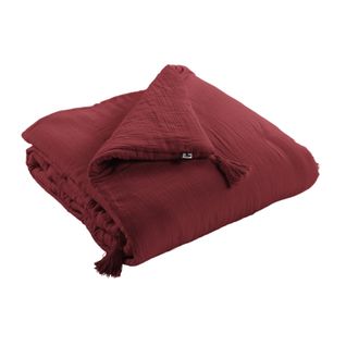 Edredon Ou Bout De Lit "gaïa" - 150x150 Cm - "gaze De Coton" L'effet Papillon