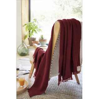 Plaid à Franges "gaïa" - 180x220 Cm - "gaze De Coton"