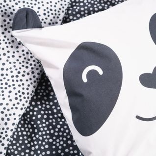 Parure De Couette 140 X 200 "funny Panda" Réversible 100% Coton / 57 Fils/cm²