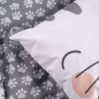 Parure De Couette 140 X 200 "funny Cats" Réversible 100% Coton / 57 Fils/cm²