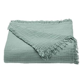 Couvre Lit à Franges "brehat" Gaze De Coton Stonewashed