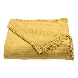 Couvre Lit à Franges "brehat" Gaze De Coton Stonewashed