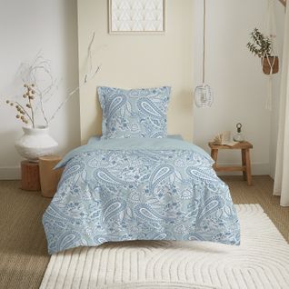Parure De Couette Réversible Pour Lit 90 X 190 Cm Cachemire Bleu
